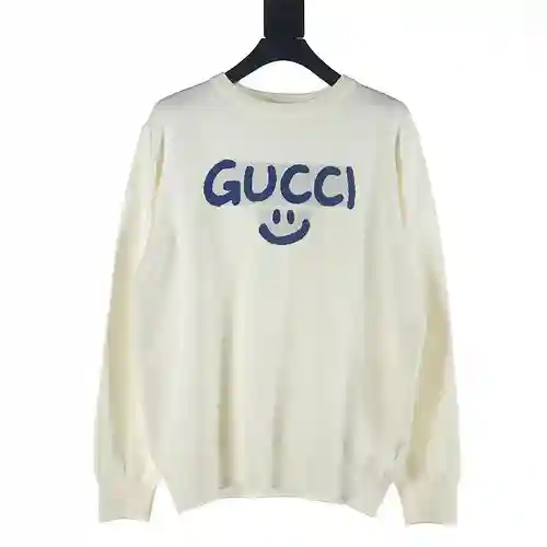 Jersey con cuello redondo y logo sonriente con grafiti GU*CCI/Gucci