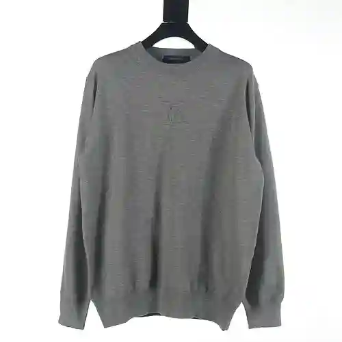 LV 23Fw Jersey con cuello redondo y letra LV en relieve