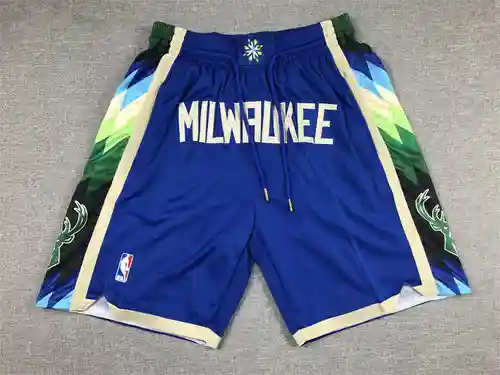 Versión de bolsillo 23 temporada Bucks versión urbana pantalones de baloncesto azules