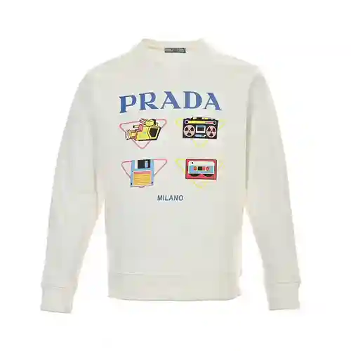 Pra*da/Prada 23Fw productos electrónicos nueva sudadera con cuello redondo y flores
