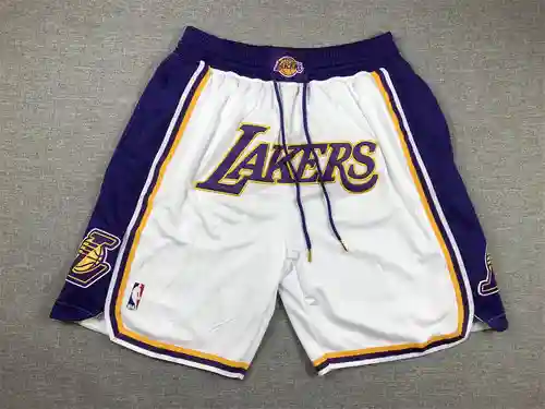 Justin Pocket Version Lakers pantalones de baloncesto blancos regulares a juego