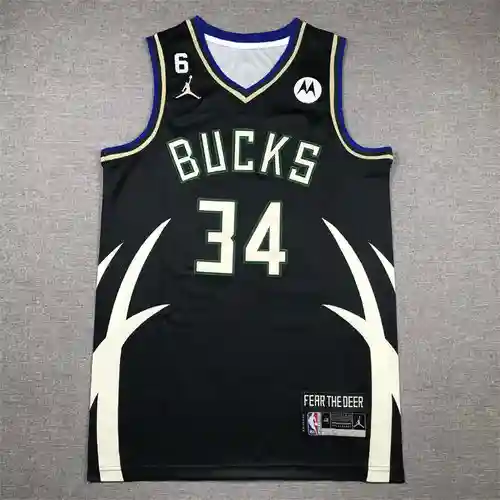 23a temporada Bucks 34 Antetokounmpo camiseta de baloncesto versión anuncio negro