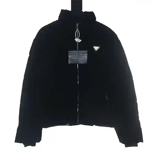 Prada PRD 23FW chaqueta de plumas triangular de terciopelo
