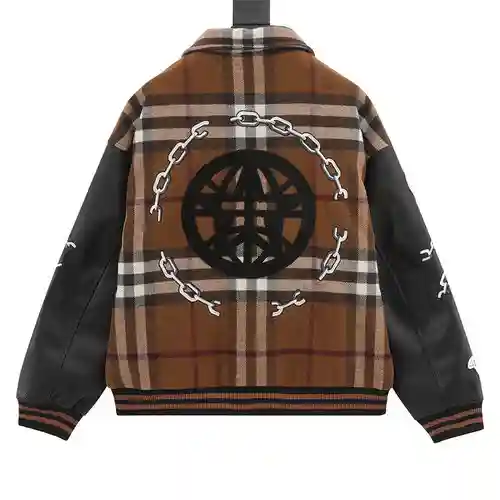 BBR chaqueta de béisbol con patchwork bordado a cuadros