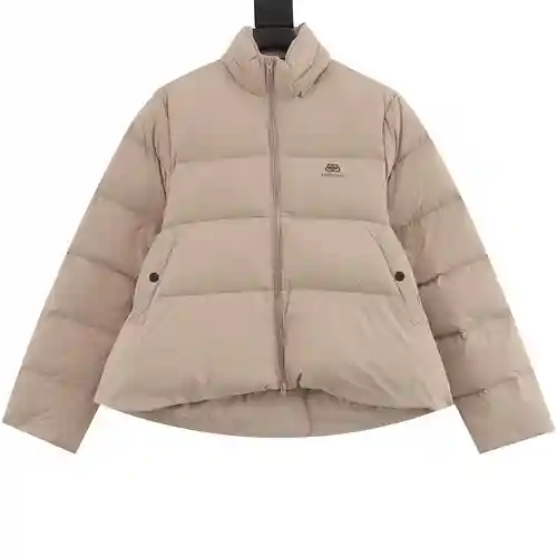 Chaqueta de plumas con estampado de logo pequeño y botón de bloqueo Blcg