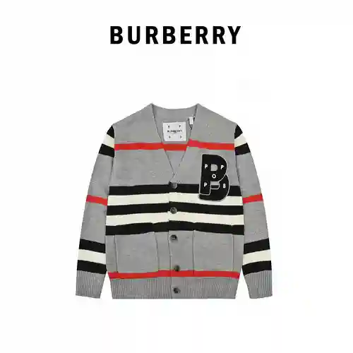 Burberry BBR 22FW cárdigan de lana con juntas en intarsia