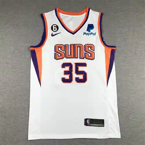 Camiseta de baloncesto blanca Suns No. 35 Durant con logo 6