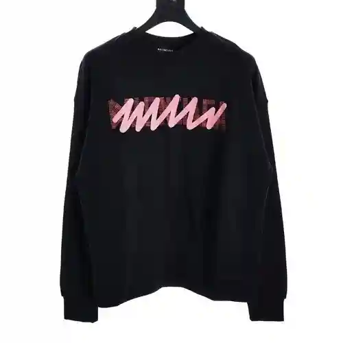 Sudadera con cuello redondo y estampado alterado de línea BLCG