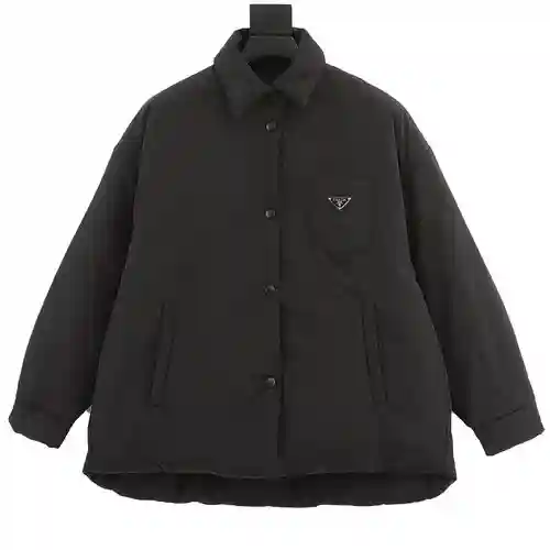 Pra*da Prada chaqueta básica de algodón y nailon con logo triangular