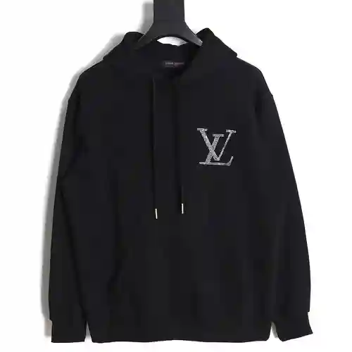 Sudadera con capucha y letras de diamantes LV Louis Vuitton 23FW
