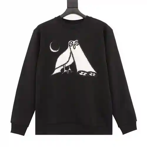 Sudadera con cuello redondo y bordado de búho de 1V