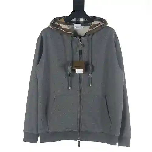 Burberry BBR 22FW chaqueta a cuadros con cremallera y capucha