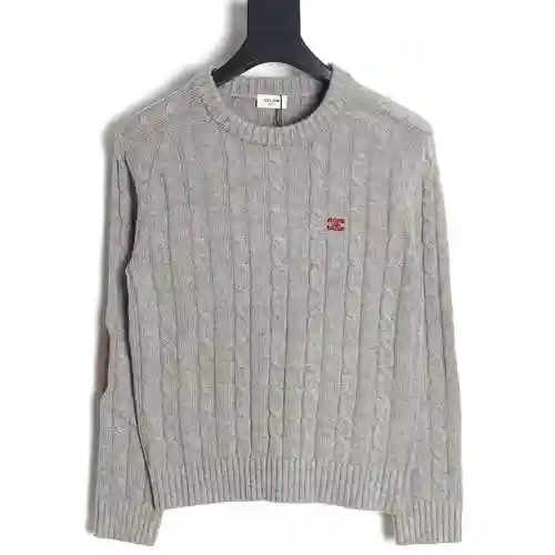 Jersey de cuello redondo para mujer CE/Céline 23Fw Arm Patch Cable
