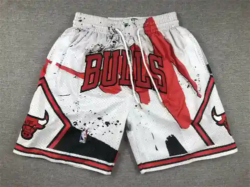 versión de bolsillo de justin bulls swingman pantalones cortos de baloncesto blancos