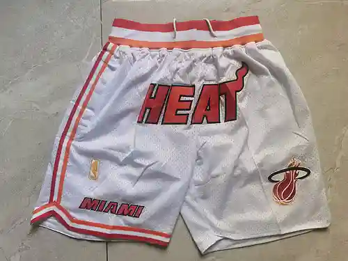 Pantalones cortos de baloncesto blancos retro clásicos Heat