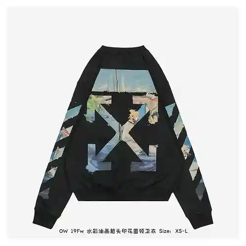 Sudadera con cuello redondo y estampado de flechas con pintura al óleo de acuarela OW 19Fw