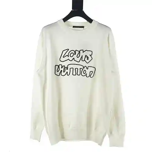 Jersey con cuello redondo y letras retorcidas bordadas LV 23Fw