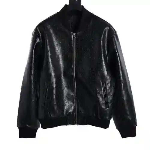 GU*CCI chaqueta bomber de cuero con GG completo