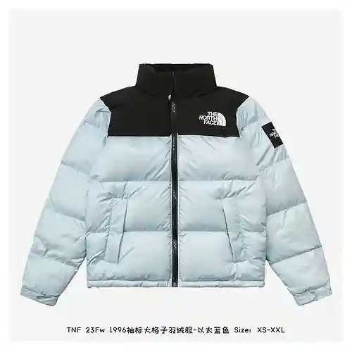 TNF 23Fw 1996 plumífero a cuadros grande con brazalete-azul éter
