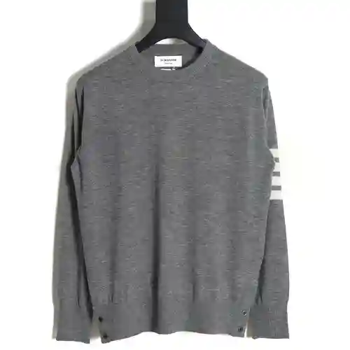 TB 23FW suéter de cuello redondo de lana fina (gris medio)