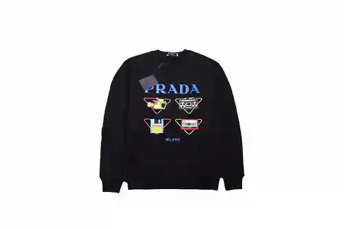 Pra*da 23Fw producto electrónico nueva sudadera floral con cuello redondo