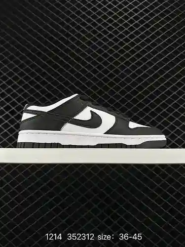 6 NIKE DUNK LOW RETRO “Black” Panda blanco y negro Cojín de aire hecho de materiales reales Detalles