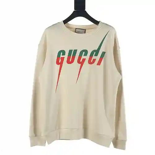 Gucci GUC 19Fw sudadera con cuello redondo y estampado de letras relámpago