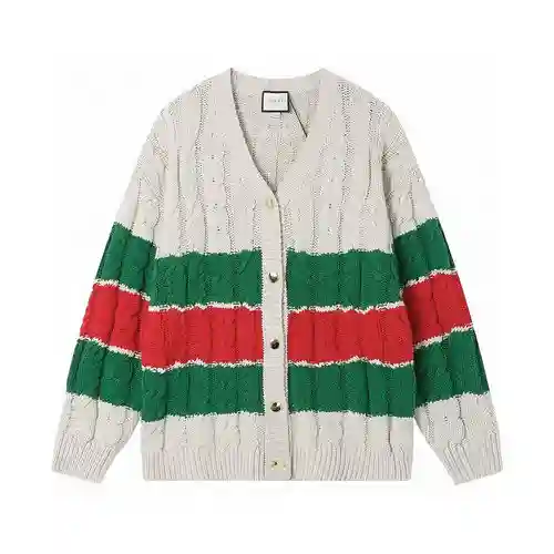 Gucci/G*cci Cárdigan universitario americano de lana de punto grueso Twist