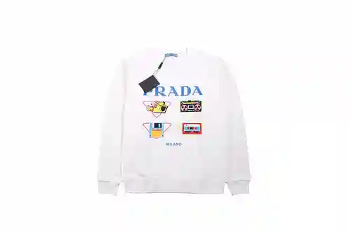 Pra*da 23Fw producto electrónico nueva sudadera floral con cuello redondo