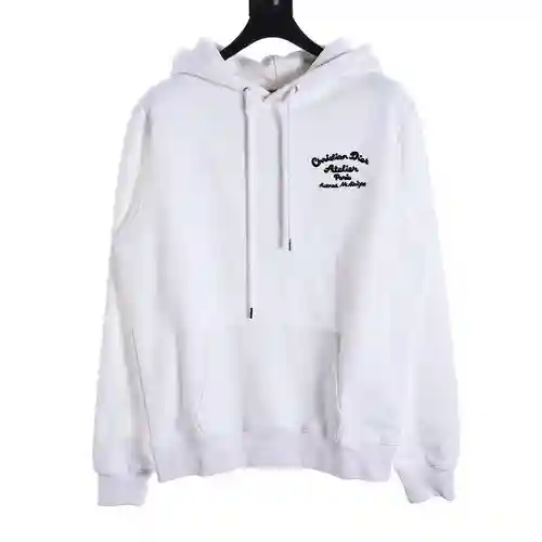 Sudadera con capucha con bordado de letra CD en la parte delantera y trasera