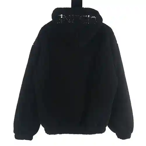 Celine CE 23FW chaqueta con capucha de lana de cordero con remaches y letras