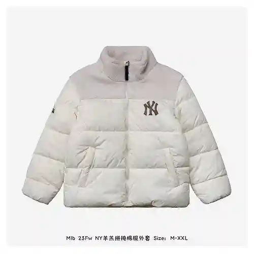 Mlb 23Fw NY chaqueta de algodón con patchwork de cordero
