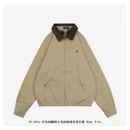 RI 23Fw chaqueta de pana con solapa y logo de caballo bordado