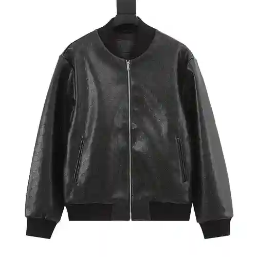 Chaqueta bomber de cuero con GG de ancho completo G Home 23Fw