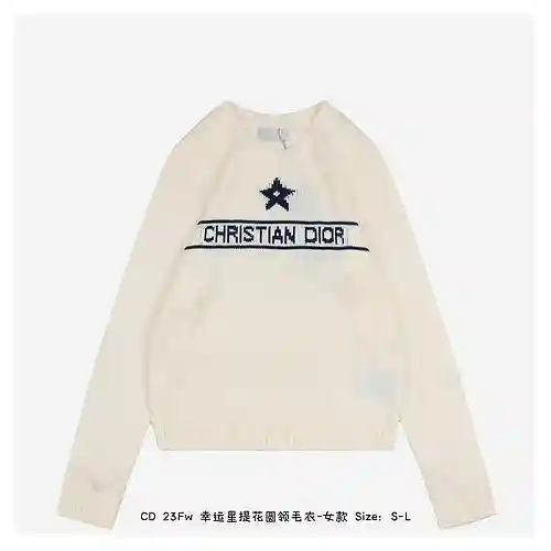 CD 23Fw Lucky Star Jacquard Jersey con cuello redondo para mujer