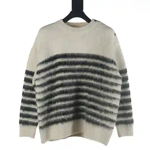 Bottega Veneta BV 23FW jersey de mohair a rayas con cuello redondo