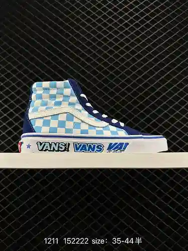 Vans Sk8-Hi zapatos de lona informales de estilo japonés oficiales de Vans a cuadros azules, clásico