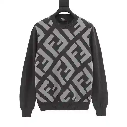Fendi FD 23FW suéter gris grande con cuello redondo de cachemira FF