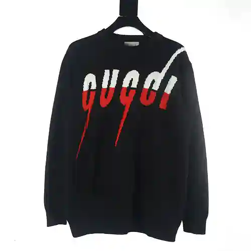 Gucci GUC 23FW suéter con cuello redondo y letra relámpago en jacquard