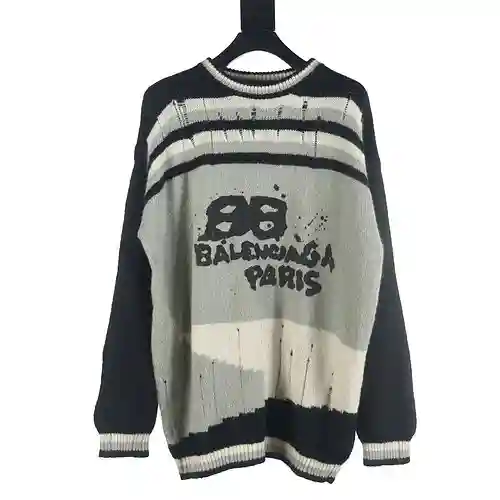 Balenciaga BLCG suéter con bloques de color cálido y grafiti con letra doble B
