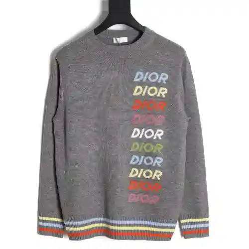 CD Dior 23FW jersey con cuello redondo y logo de colores