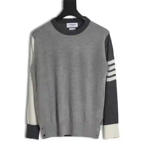 TB 23FW suéter de cuello redondo de lana fina (off-white)