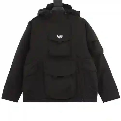 PRA*DA/Prada Adventure Series Black Warrior Chaqueta funcional con capucha para exteriores
