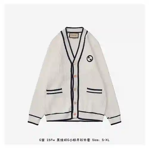G Home 23Fw Chaqueta tipo cárdigan con doble G y etiqueta pequeña en negro
