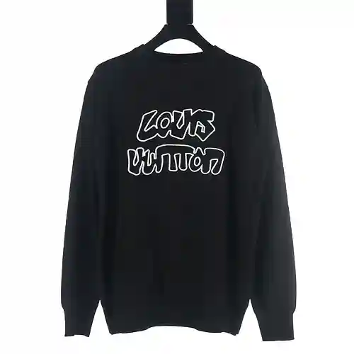 Jersey con cuello redondo y letras retorcidas bordadas LV 23Fw