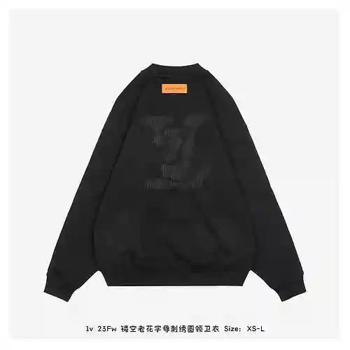 1v 23Fw Sudadera con cuello redondo y letra presbicia hueca bordada