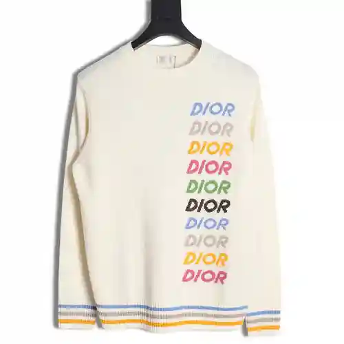 CD Dior 23FW jersey con cuello redondo y logo de colores