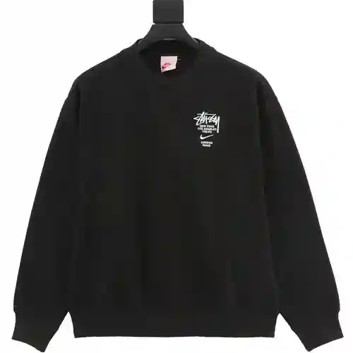 Ni*ke x Stu*ssy Nike Stu*ssy joint 23SS sudadera de terciopelo con logo bordado en color liso