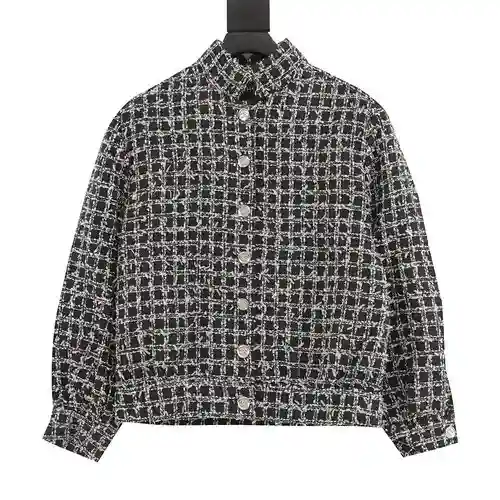 Cha * nel Chanel Xiaoxiang 23 nuevo estilo chaqueta tejida a cuadros en blanco y negro
