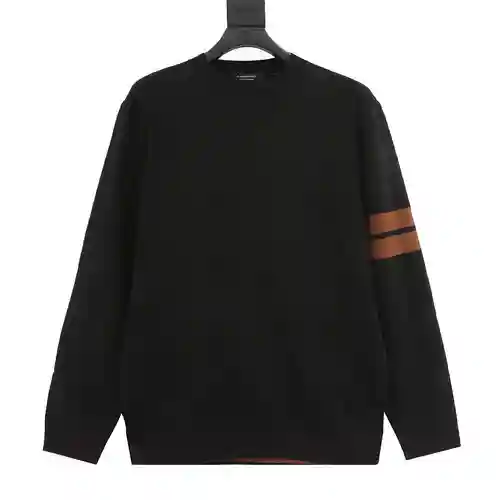 ZEGNA/Zegna 23FW Jersey caqui con cuello redondo y rayas en jacquard